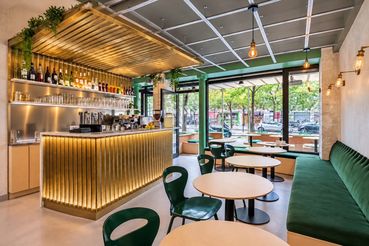 Bar et banquette de restaurant sur mesure, AAEC Agencement