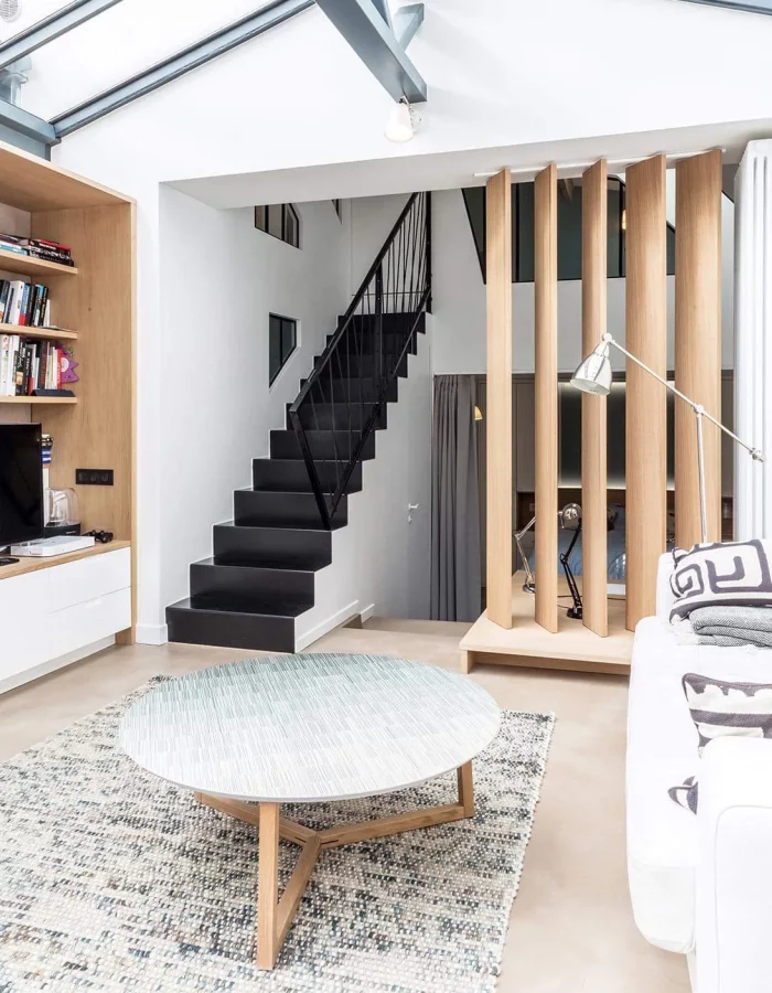 Escalier et claustra en bois sur mesure, AAEC Agencement