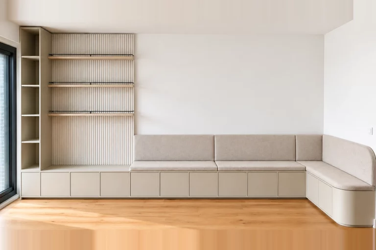 Banquette et bibliothèque sur mesure, AAEC Agencement